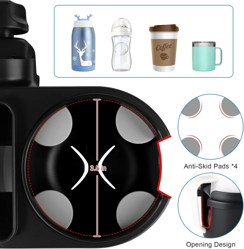 accmor Stroller Cup Holder with Tray, Universal Cup Holder Tray for Uppababy Nuna Doona Strollers, Bottle Drinks Holder for Stroller, Wheelchair, Walker - Image 4