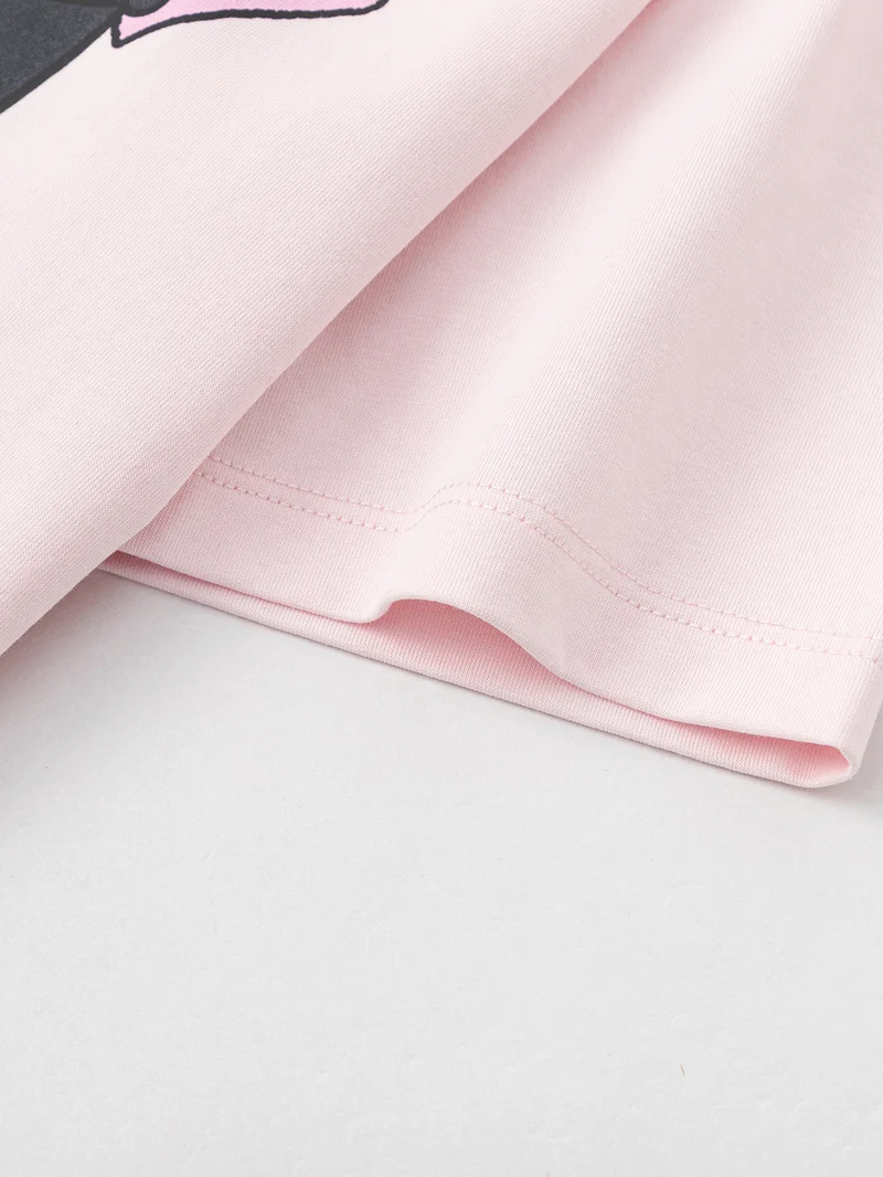 Balabala Pink Kids Girls Round v-neck short-sleeved T-shirt for Women | Best Price UAE