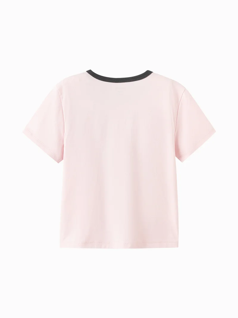 Balabala Pink Kids Girls Round v-neck short-sleeved T-shirt for Women | Best Price UAE