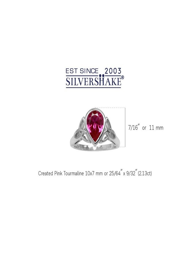 Silvershake 2.1 CT Simulated Pink Tourmaline 925 Sterling Silver Triquetra Celtic Knot Ring Size 9 - Image 2