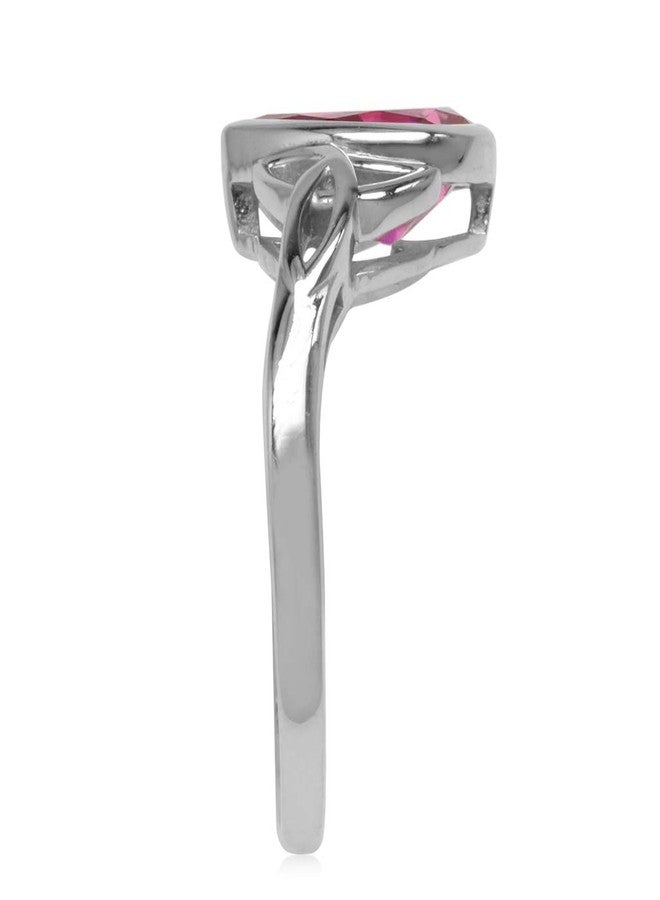 Silvershake 2.1 CT Simulated Pink Tourmaline 925 Sterling Silver Triquetra Celtic Knot Ring Size 9 - Image 3
