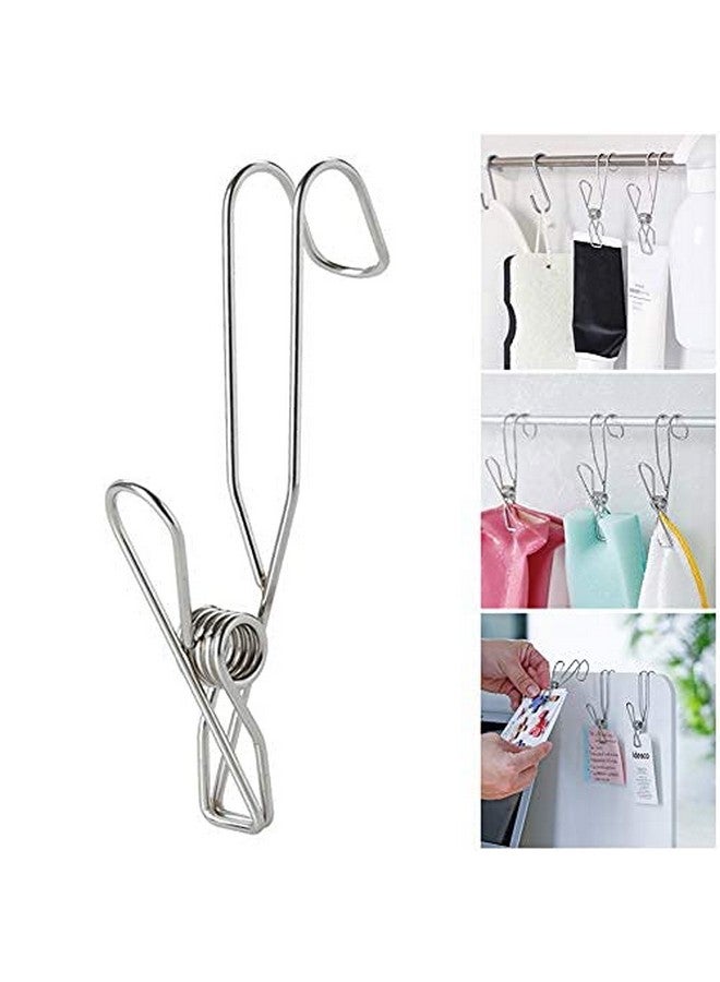 Iktu Stainless Steel Ordinary Note Pad Hook Clip Student Stationery Supplies Hanger Balcony Quilt Laundry Windproof Hanging Clamp Towel Holder (3 Pieces) - Image 1