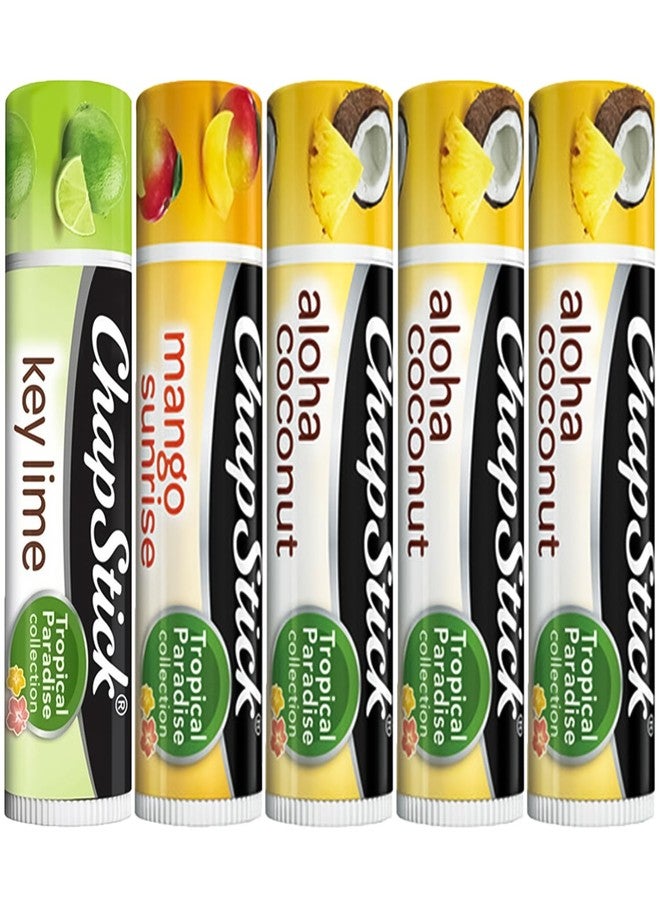 ChapStick Lip Care Bundle – Tropical Paradise Collection with Mango Sunrise, Key Lime, and Aloha Coconut Lip Balm, 0.15 Oz Ea (5 Piece Set) - Image 1
