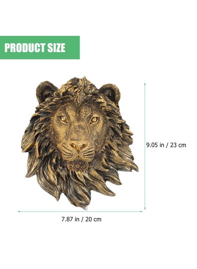 Veemoon Lightweight Lion Head Wall Decor Lion Head Wall Mount Sculpture Resin Hanging Animal Stuate Bronze Animal Plaque Home Ornament Fake Beast Decorations for Farmhouse Plaque(20 * 23 * 9.5cm) - Image 2