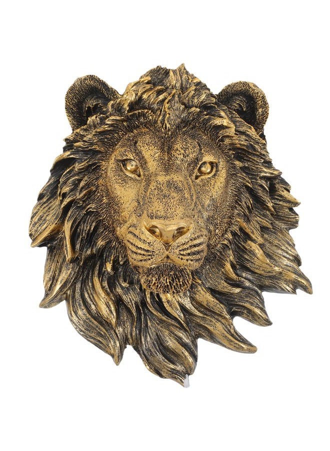 Veemoon Lightweight Lion Head Wall Decor Lion Head Wall Mount Sculpture Resin Hanging Animal Stuate Bronze Animal Plaque Home Ornament Fake Beast Decorations for Farmhouse Plaque(20 * 23 * 9.5cm) - Image 1