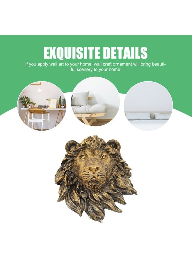 Veemoon Lightweight Lion Head Wall Decor Lion Head Wall Mount Sculpture Resin Hanging Animal Stuate Bronze Animal Plaque Home Ornament Fake Beast Decorations for Farmhouse Plaque(20 * 23 * 9.5cm) - Image 5