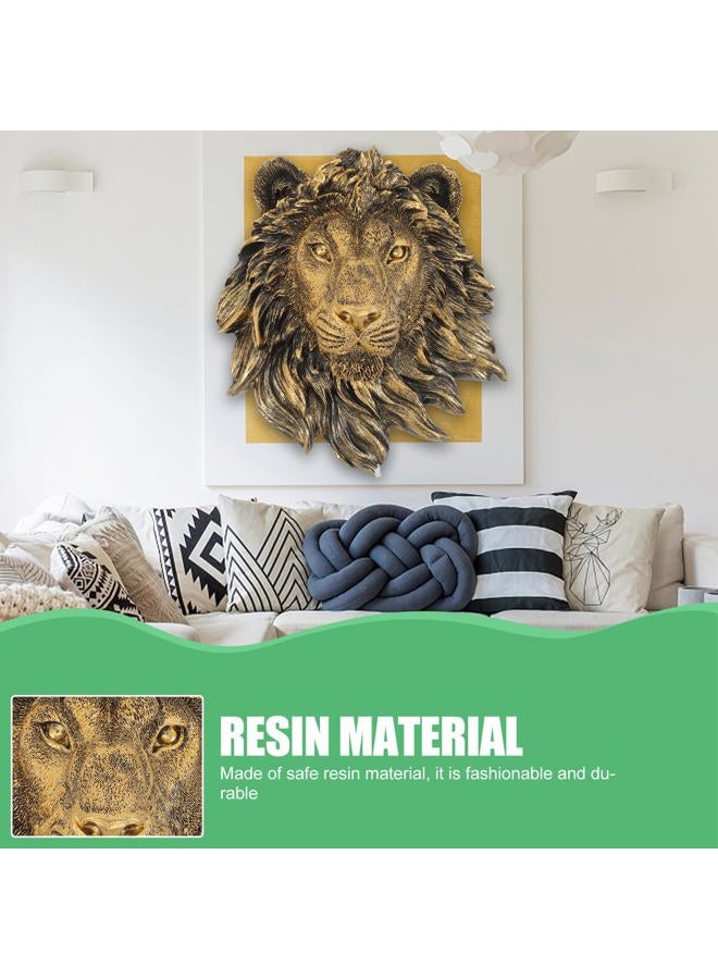 Veemoon Lightweight Lion Head Wall Decor Lion Head Wall Mount Sculpture Resin Hanging Animal Stuate Bronze Animal Plaque Home Ornament Fake Beast Decorations for Farmhouse Plaque(20 * 23 * 9.5cm) - Image 4
