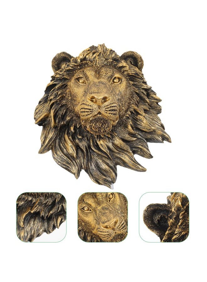 Veemoon Lightweight Lion Head Wall Decor Lion Head Wall Mount Sculpture Resin Hanging Animal Stuate Bronze Animal Plaque Home Ornament Fake Beast Decorations for Farmhouse Plaque(20 * 23 * 9.5cm) - Image 3