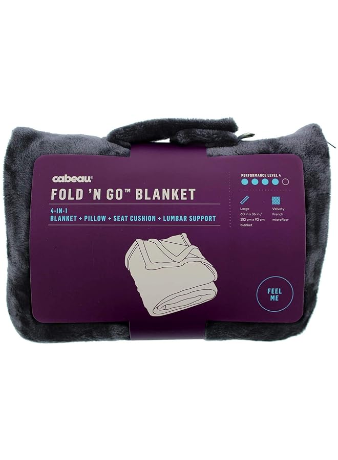 إيروريكس بطانية سفر قابلة للطي والحمل بالإضافة إلى حقيبة صغيرة محمولة للاستخدام في المنزل والسفر تعمل كوسادة أسفل الظهر ووسادة لدعم الرقبة من الألياف الدقيقة الفرنسية المريحة باللون الأسود الفحمي Blfg2092 - Image 2