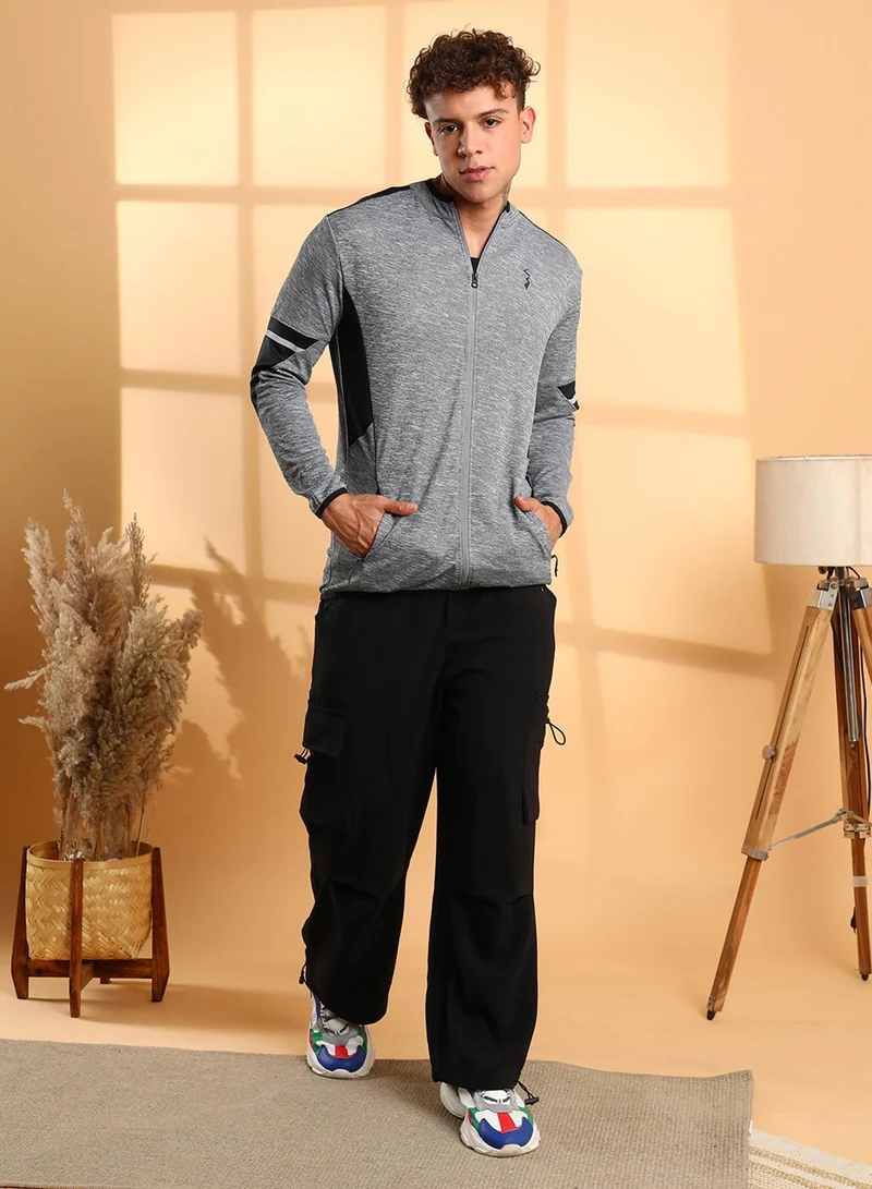 CAHOOT  Men's Grey Heathered Activewear Jacket With Contrast Detail for Men | Best Price UAE