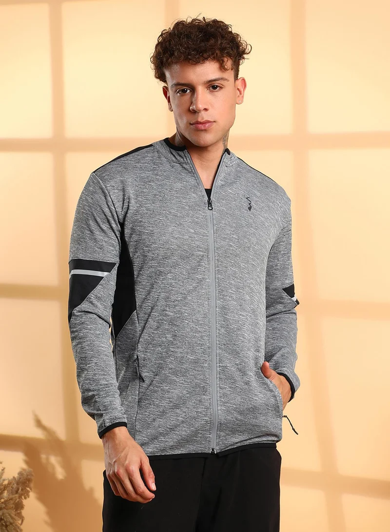 CAHOOT  Men's Grey Heathered Activewear Jacket With Contrast Detail for Men | Best Price UAE