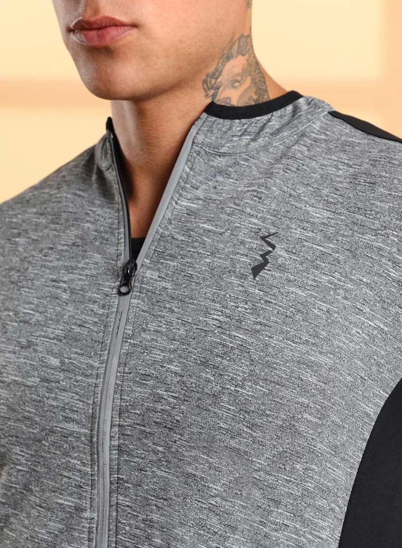 CAHOOT  Men's Grey Heathered Activewear Jacket With Contrast Detail for Men | Best Price UAE