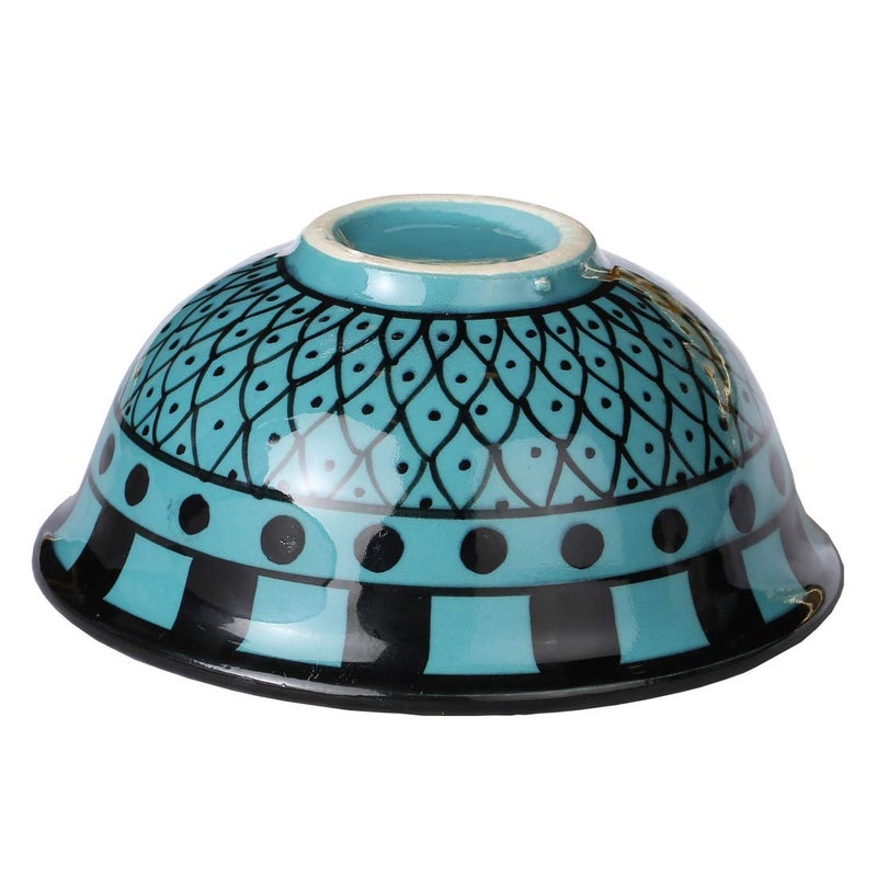 Caffeine Caffeine Ceramic Handmade Red and Blue Dotted Katori Bowl Set of 1 - Image 3