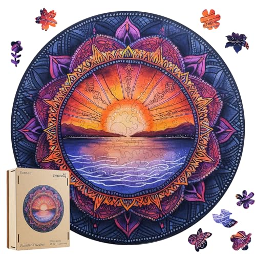 Qiuenisray Wooden Puzzles for Woman 500 Pieces Sunset Jigsaw Puzzles Wall Decor Puzzle FSC Certified Unique Shape Animal Adult Puzzles Wood Puzzles Best Gift for Teengaer 167x167 in - Image 1