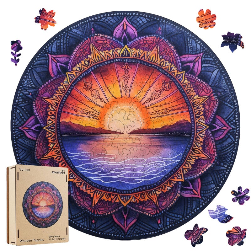 Qiuenisray Wooden Puzzles for Woman 500 Pieces Sunset Jigsaw Puzzles Wall Decor Puzzle FSC Certified Unique Shape Animal Adult Puzzles Wood Puzzles Best Gift for Teengaer 167x167 in - Image 3