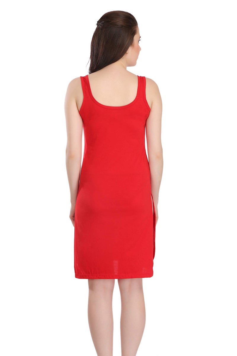 Splash Cotton Rich Camisole Slip for Women| Long Kurti Slip/Suit Slip/Camisole Slip Knee Length - 139 Red - Image 4