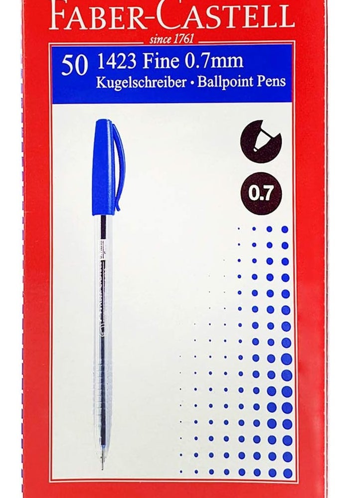 Faber-Castell 1423 Ballpoint Pen 0.7mm - Box of 50 Blue Pens - Image 2