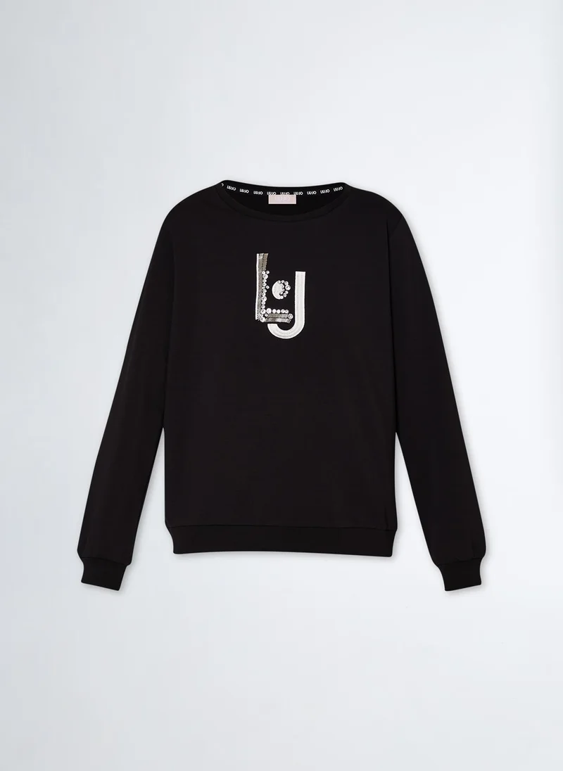 Liu Jo Sweatshirt with logo and gemstones
