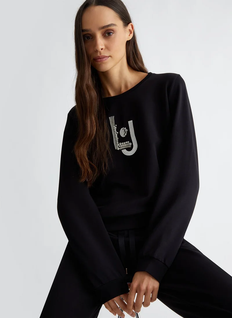 Liu Jo Sweatshirt with logo and gemstones