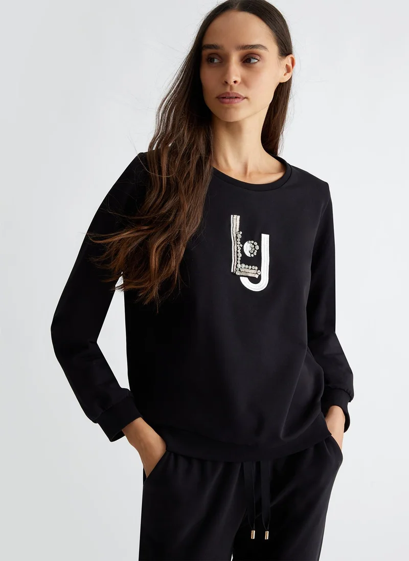 Liu Jo Sweatshirt with logo and gemstones