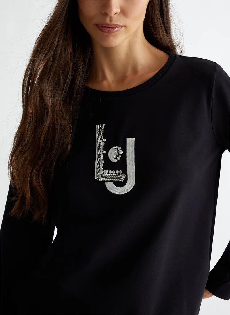 Liu Jo Sweatshirt with logo and gemstones