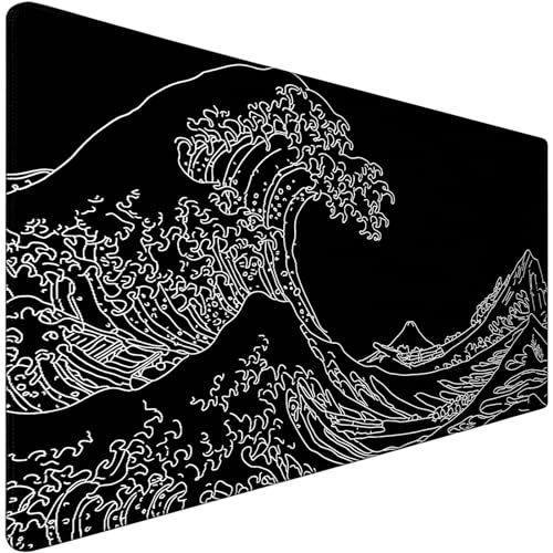 TEDNETGO Extra Large Mouse Pad, Gaming Mouse Pad, Waterproof Extra Large Mousepad with Stitched Edges, Non-Slip Base Keyboard Pad for Gamer, Office & Home, 31.5 x 15.8, Sea Wave - Image 1