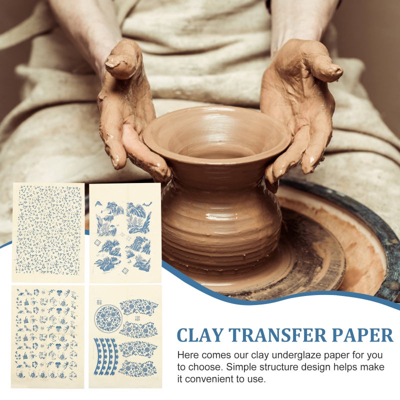 4 Sheets of Pottery Underglaze Paper Chinese Style Underglaze Transfer Pottery Paper - Image 5