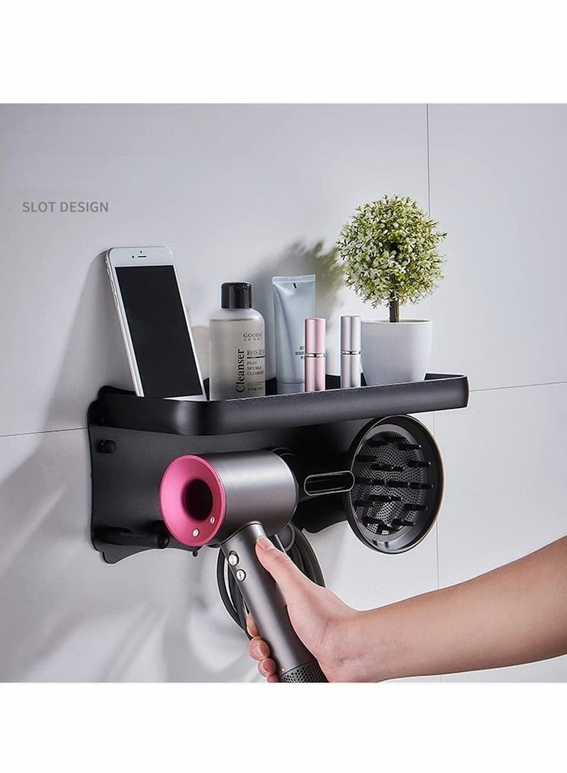 Hair Dryer Wall Mount Holder for Dyson Supersonic Bathroom Toothbrush Makeup Cosmetic Shelf Rack Caddy Storage Organizer (Black) - Image 5