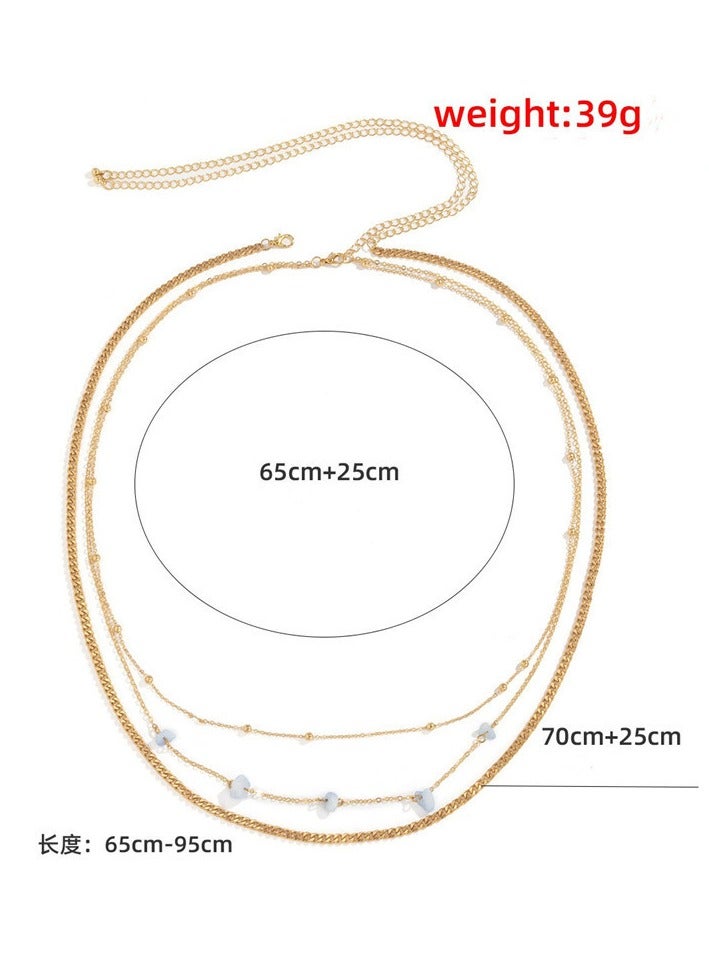 Women's waist chain layered beaded belly chain beach body chain-Body Chain Jewelry Accessories for Women and Girls（Gold ）  - Image 5