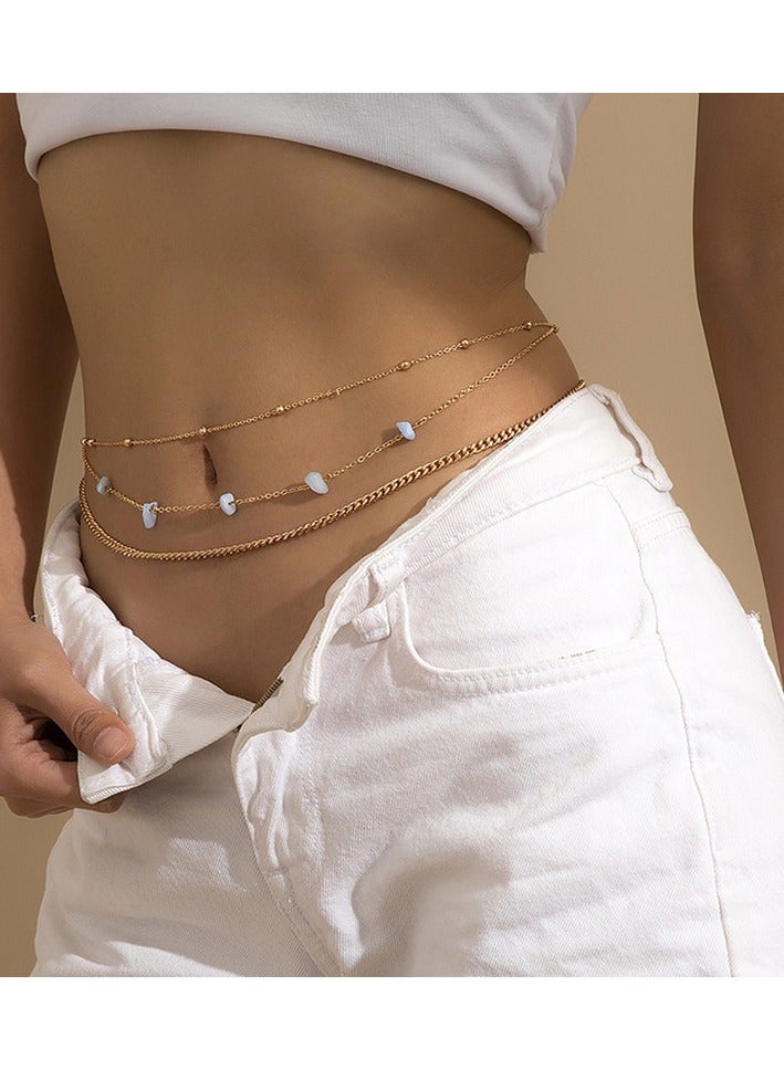 Women's waist chain layered beaded belly chain beach body chain-Body Chain Jewelry Accessories for Women and Girls（Gold ）  - Image 2