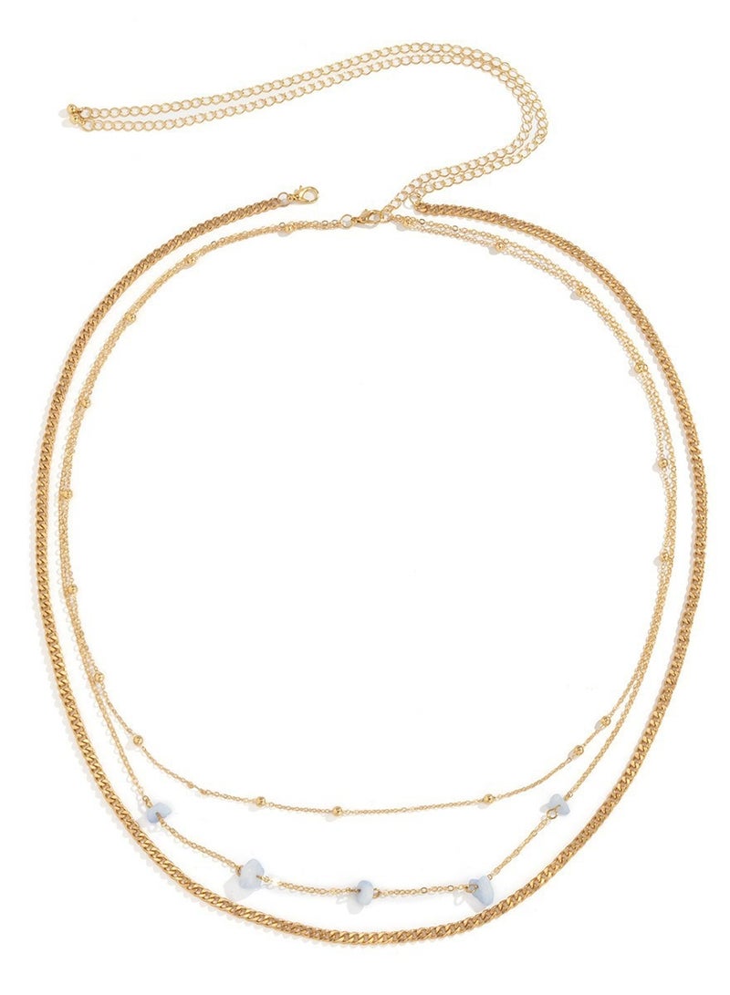 Women's waist chain layered beaded belly chain beach body chain-Body Chain Jewelry Accessories for Women and Girls（Gold ）  - Image 4