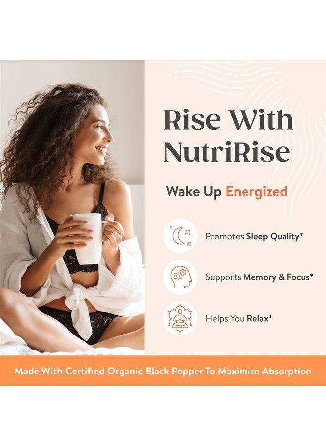 NUTRIRISE - Organic Ashwagandha Root Capsules with Black Pepper, 1300mg, Natural Stress & Mood, Thyroid, and Immune Support Supplement, Nootropic for Focus & Energy, Gluten Free, 120 Count - Image 1