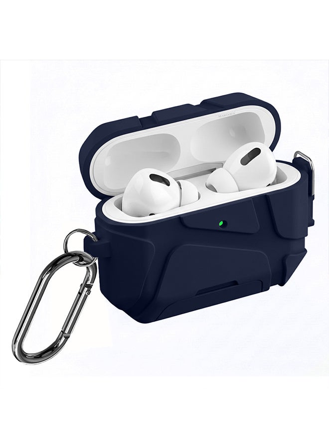 MARGOUN Heavy-Duty Protective Case for AirPods Pro 3 with Secure Lock, Keychain Clip and LED Window blue - Image 1