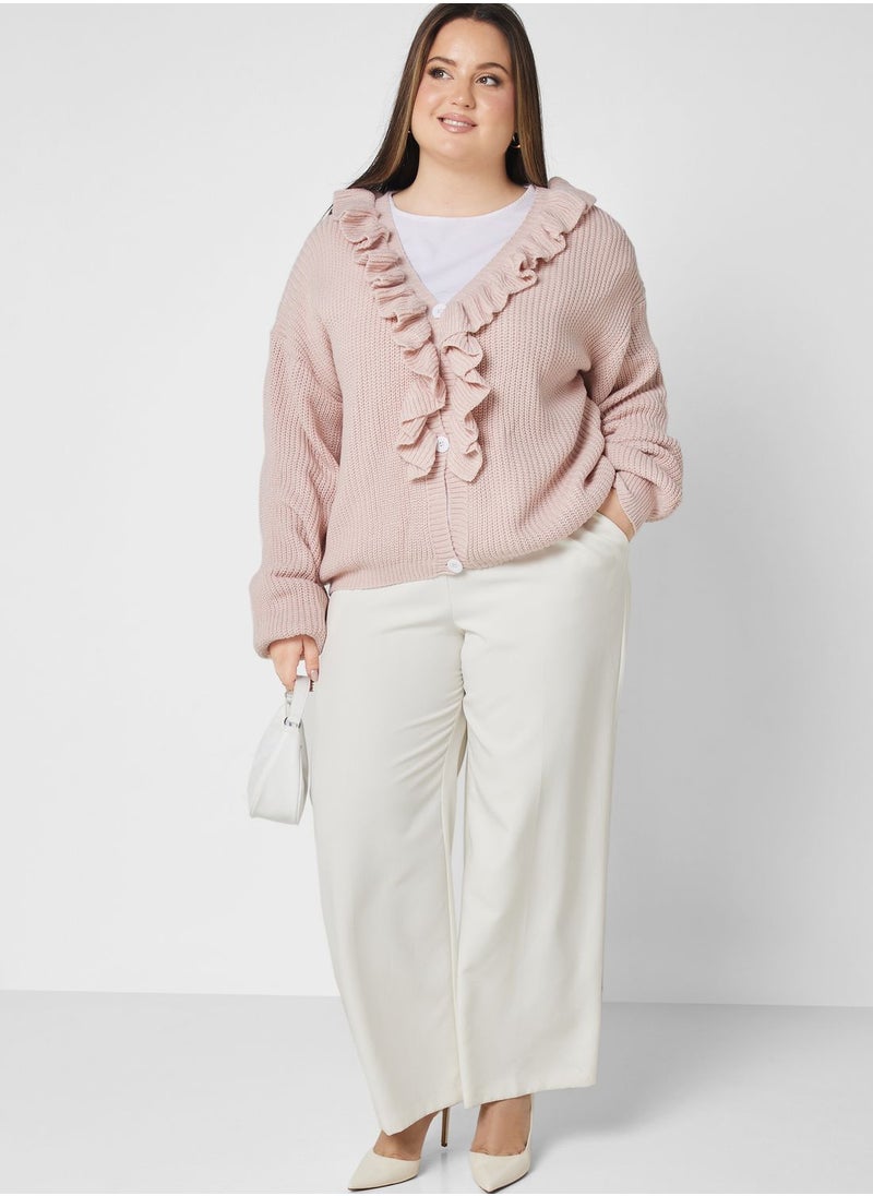 Ella Plus - Frill Button Detail Cardigan - Image 1