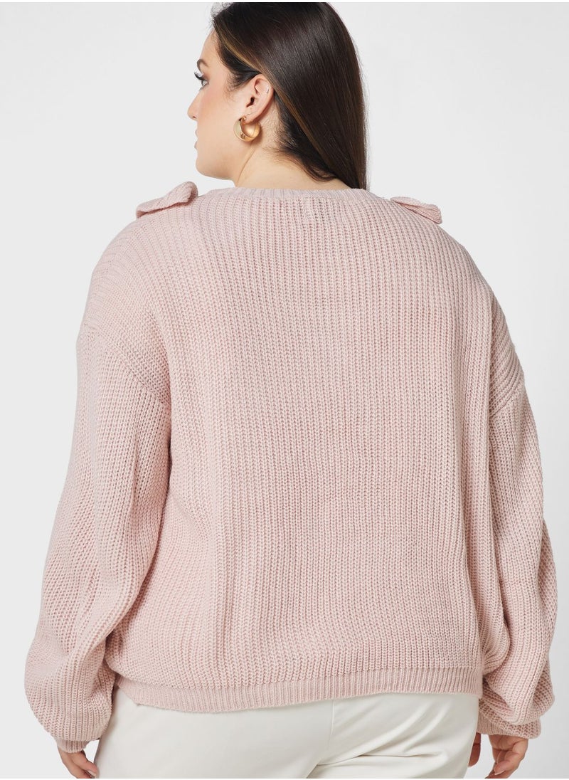 Ella Plus - Frill Button Detail Cardigan - Image 1