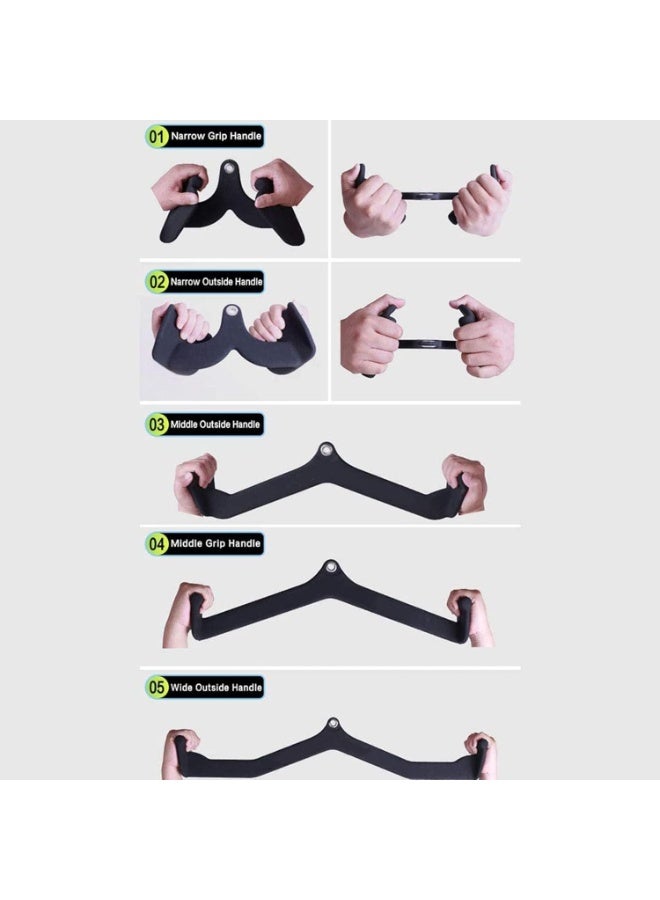 MUOVE مجموعة مقابض السحب العلوي من MUOVE (5 قطع) – مقابض تمرين متعددة لاستخدام آلة الكابل، بار تمرين عضلة الترايسبس والظهر للاستخدام المنزلي - Image 5
