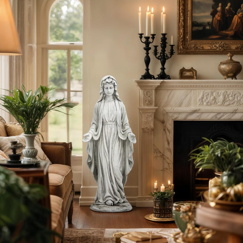 Ultym Virgin Mary Statue Outdoor, Large 30 Inch Religious Garden Statue, Blessed Mother Mary Statues Catholic, Durable Weather MGO Stone Sculptures Decor, Lawn Art for Home,Yard,Patio,Forch - Image 3