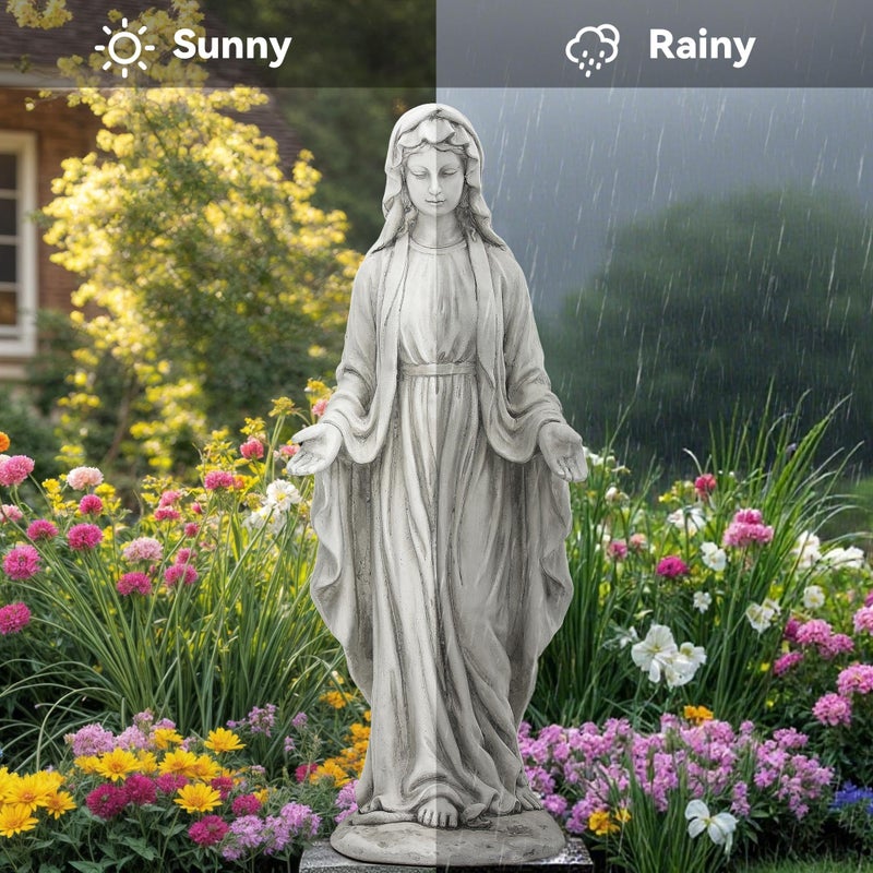 Ultym Virgin Mary Statue Outdoor, Large 30 Inch Religious Garden Statue, Blessed Mother Mary Statues Catholic, Durable Weather MGO Stone Sculptures Decor, Lawn Art for Home,Yard,Patio,Forch - Image 4