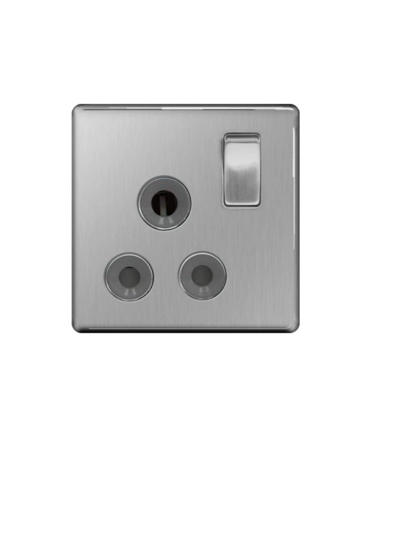 British General FBS99G Brushed Steel 1 Gang Single Pole 15A Switched Socket  - Image 3