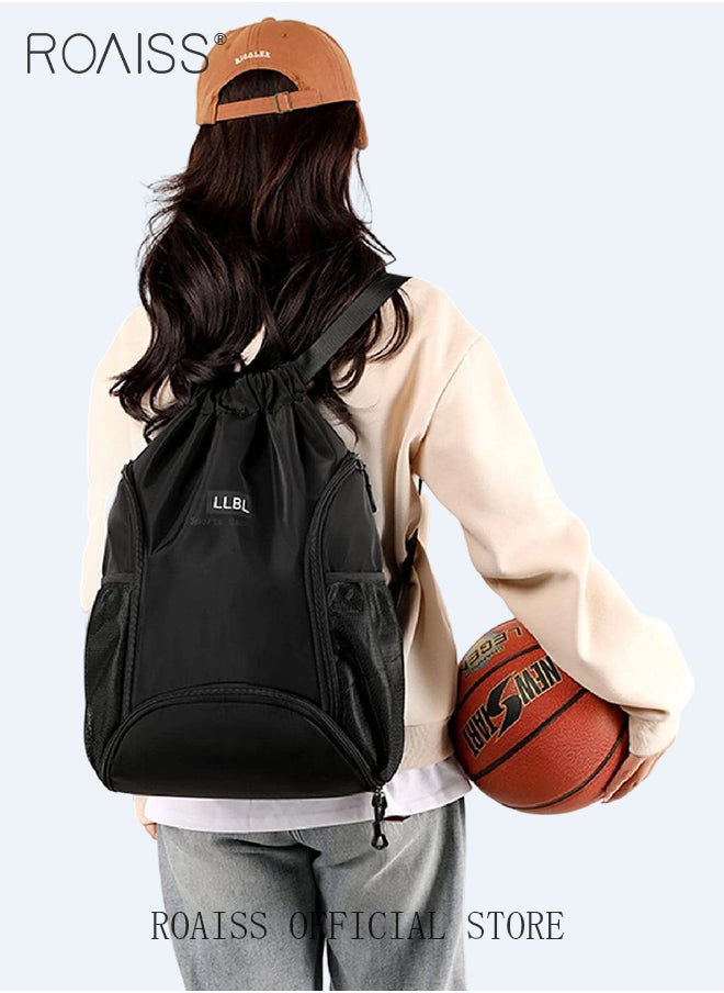 roaiss Large Capacity Drawstring Lightweight Backpack for Men and Women Casual Functional Sports Backpack for Basketball Hiking or Gym Unisex Practical Waterproof Daypack for Commute or Sports  - Image 3