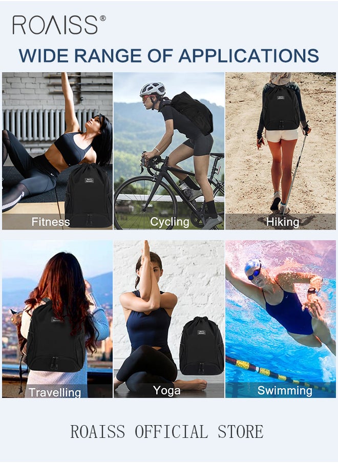 roaiss Large Capacity Drawstring Lightweight Backpack for Men and Women Casual Functional Sports Backpack for Basketball Hiking or Gym Unisex Practical Waterproof Daypack for Commute or Sports  - Image 5