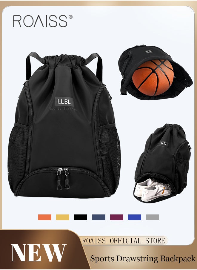 roaiss Large Capacity Drawstring Lightweight Backpack for Men and Women Casual Functional Sports Backpack for Basketball Hiking or Gym Unisex Practical Waterproof Daypack for Commute or Sports  - Image 1