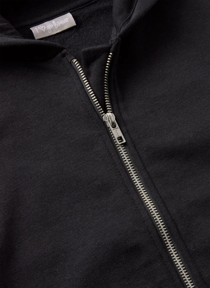 Matalan Girls Black Zip Up Hoodie