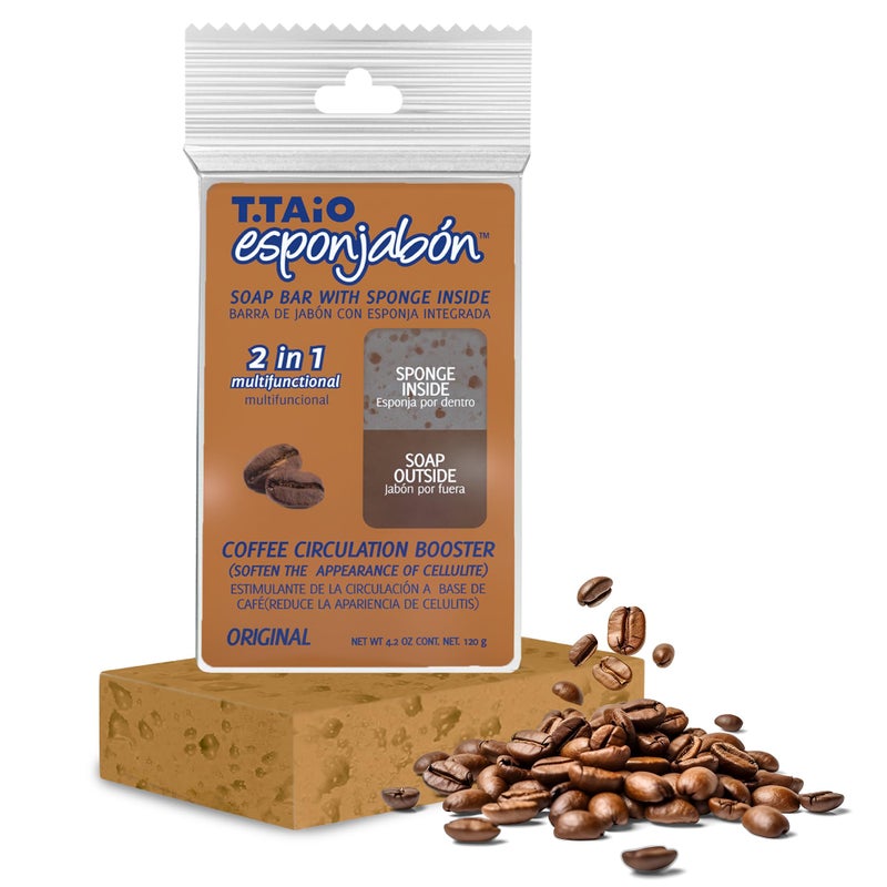 تي. تايو T.TAIO Coffee Esponjabon Soap Sponge - تنظيف غسل تنظيف - تنظيف حمام غسل - إزالة الزيت - التدليك والكوع قدم القدمين والوجه - حمامات (حزمة) - Image 2