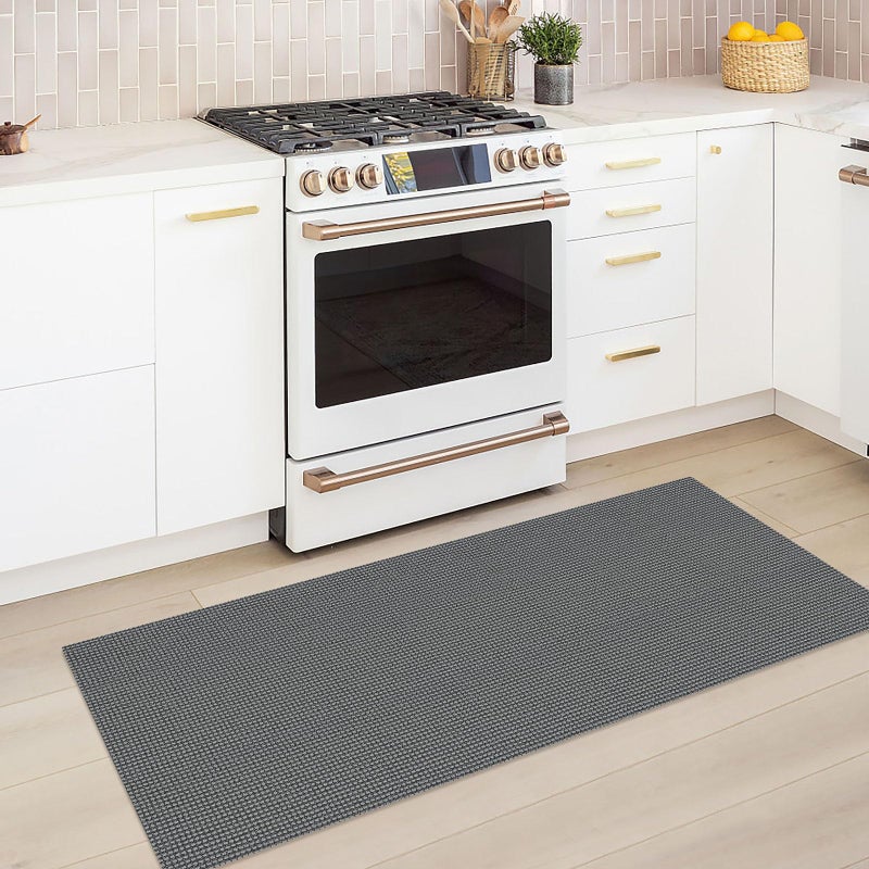 KOZYFLY Runners for Hallways 2x5 ft Washable Kitchen Runner Non Slip Rubber Backed Hall Runners Cotton Entryway Runner Rugs Floor Carpet for Indoor Backdoor Bedroom Kitchen, Grey/Dark Grey - Image 2
