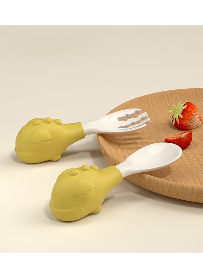 kiddoz Dinosaur Fork Spoon Pkt - Yellow  - Image 1
