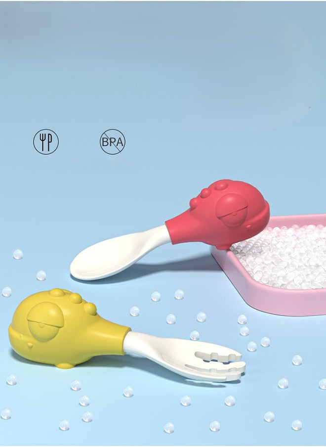 kiddoz Dinosaur Fork Spoon Pkt - Yellow  - Image 4