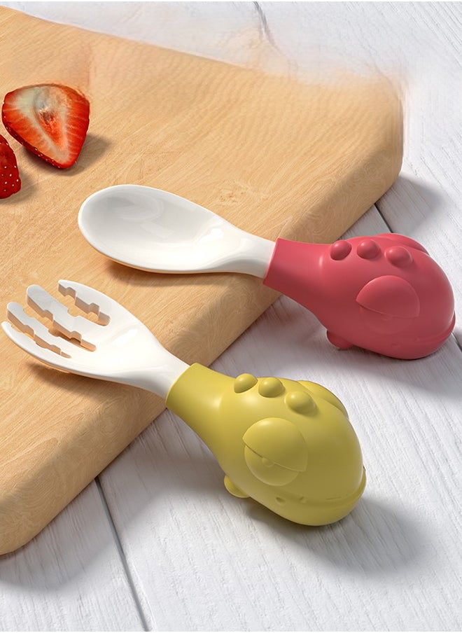 kiddoz Dinosaur Fork Spoon Pkt - Yellow  - Image 3