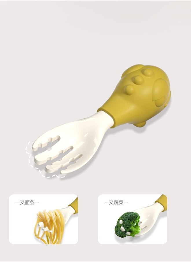 kiddoz Dinosaur Fork Spoon Pkt - Yellow  - Image 2