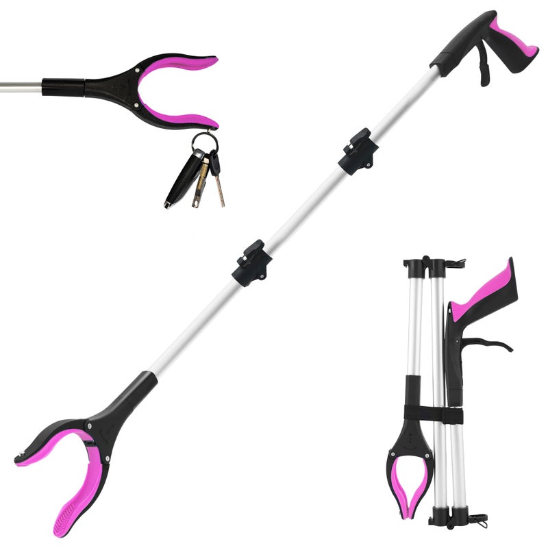 GrabRunner Grabber Reacher Tool for Seniors, 36" Foldable Reacher Grabbers Pickup Stick with Anti-Slip 360Â° Rotating Jaw, with Magnet for Disabled, After Surgery Recovery (Pink, 36Inch 1 Pack) - Image 1
